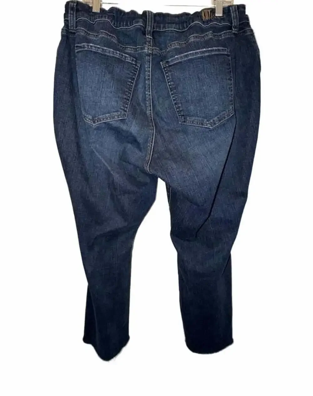 KUT from the Kloth Crop Dark Wash Denim Jeans with Frayed Hem